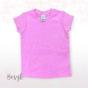 NEW - Tshirt Scalloped Scoop Neck  - T Shirt Pink -T Shirt Plain-T Shirt